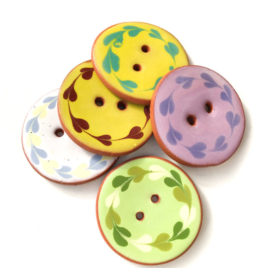 Colorful Wreath Clay Button 1-3/8"
