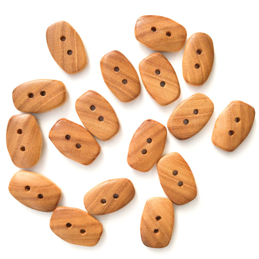 American Elm Wood Buttons - Rectangular Wood Buttons - 3/8" x 1 1/16"