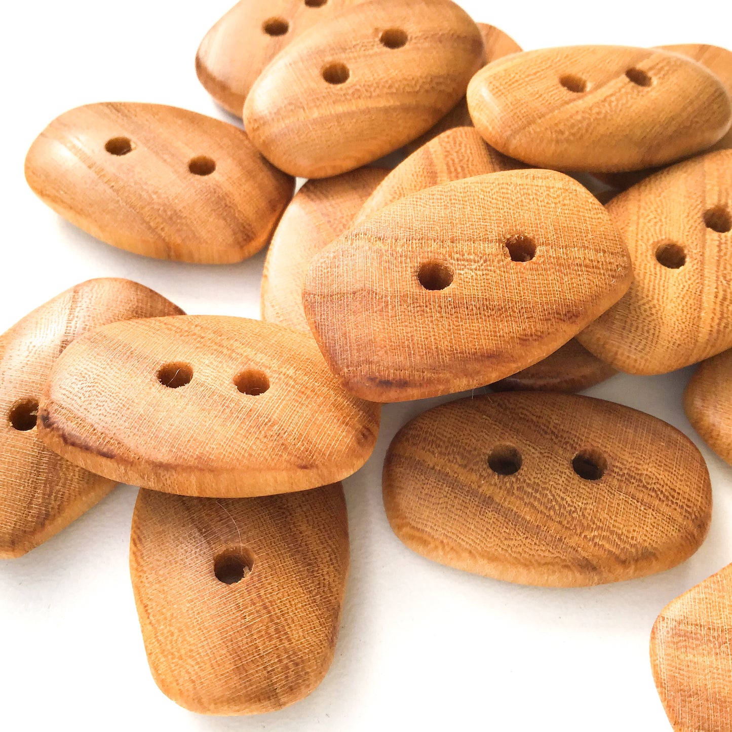 American Elm Wood Buttons - Rectangular Wood Buttons - 3/8" x 1 1/16"