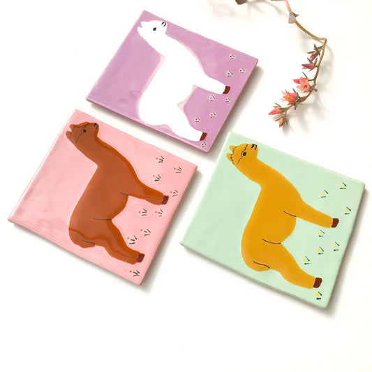 Alpaca Coasters / Alpaca Trivets - Ceramic Farmhouse Kitchen Decor