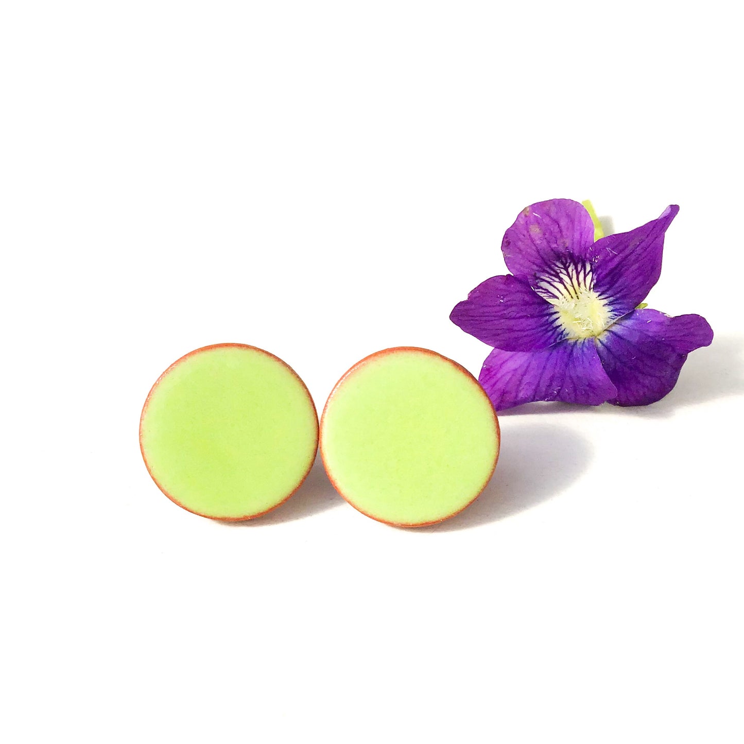 Color Splash Ceramic Earrings on Red Clay - Ceramic Stud Earrings