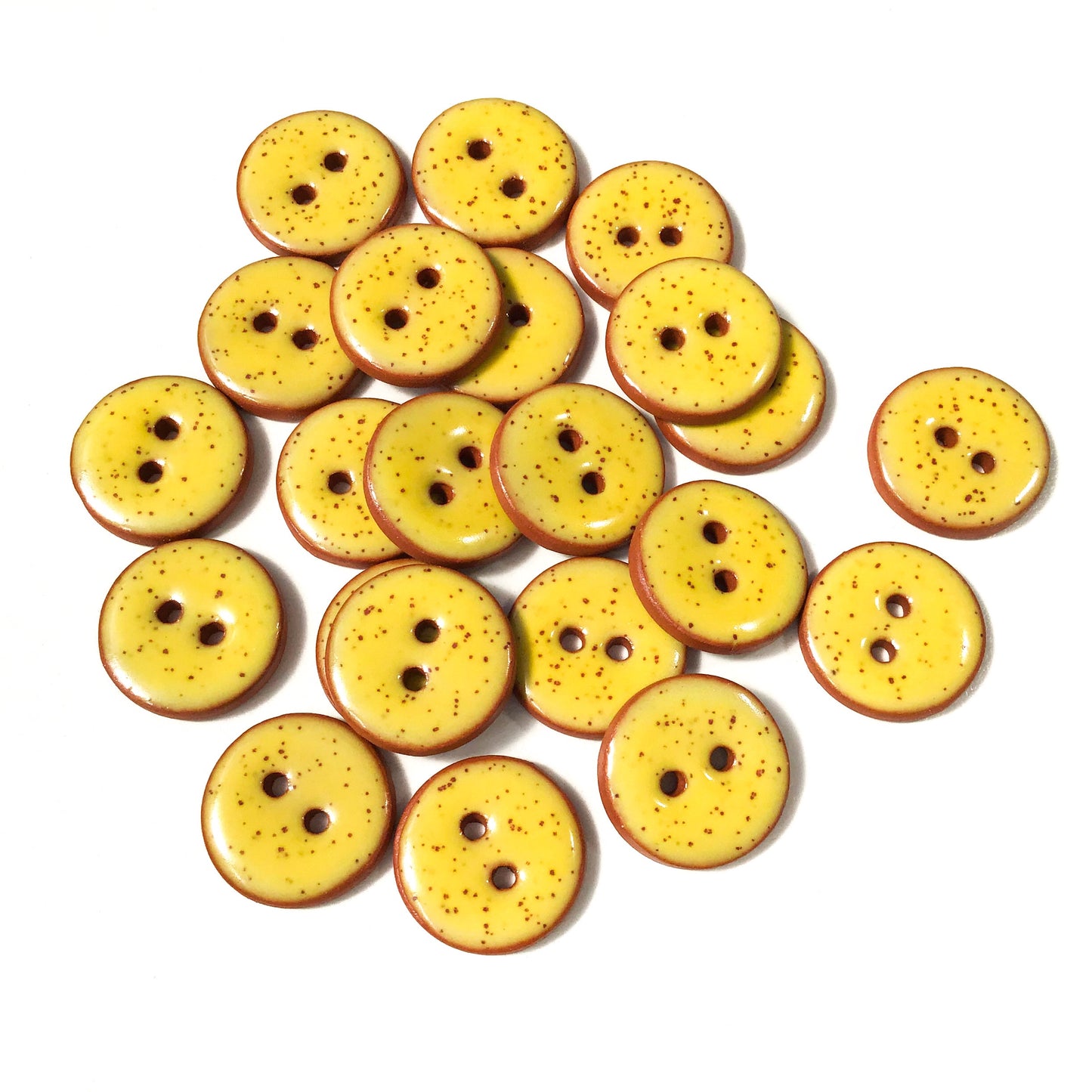 Speckled Bright Yellow Ceramic Button 3/4"