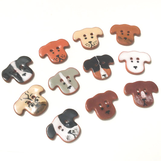 Dog Buttons - Ceramic Dog Buttons - 3/4" x 7/8"