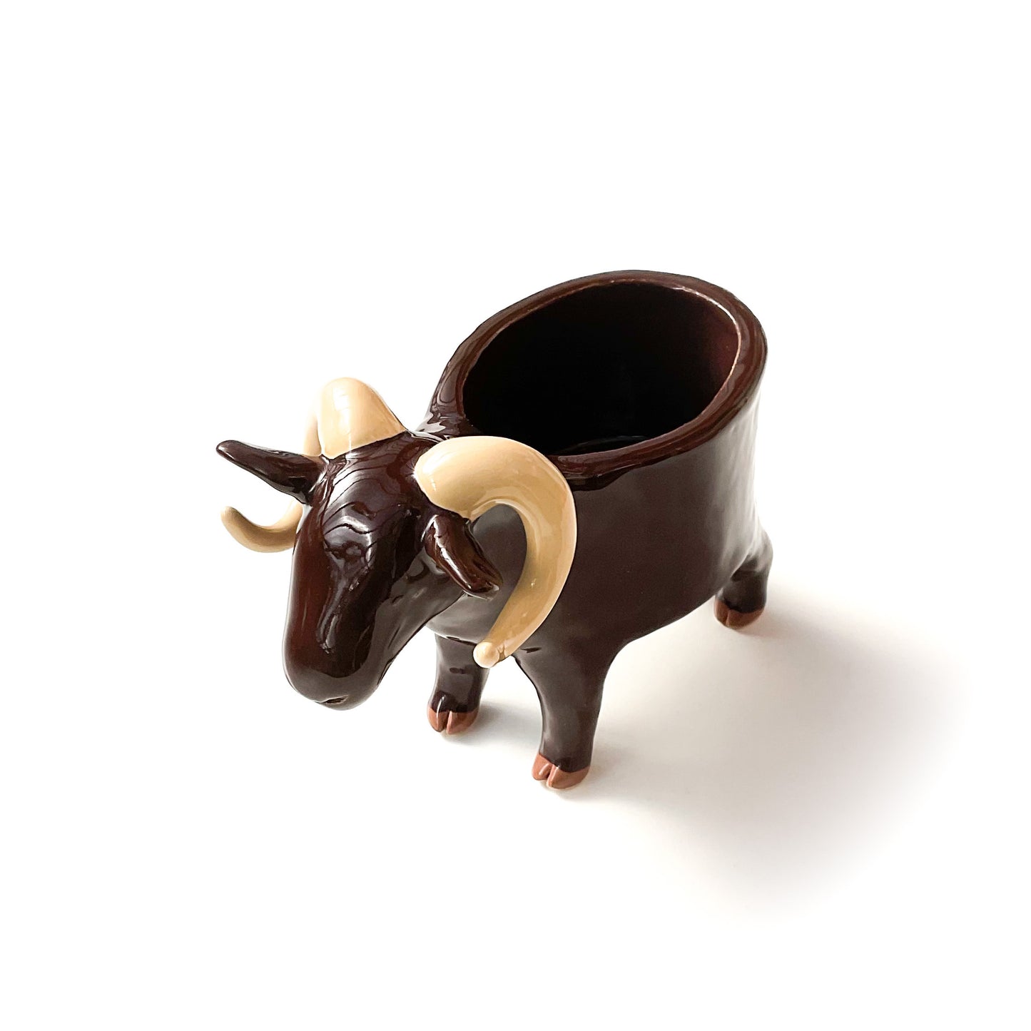 Brown Sheep Pot - Ceramic Sheep Planter