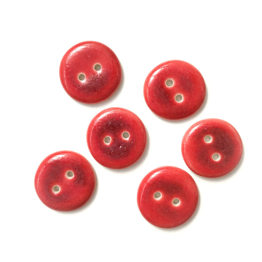 Deep Cherry Red Porcelain Buttons - Red Ceramic Buttons - 13/16" - 6 Pack