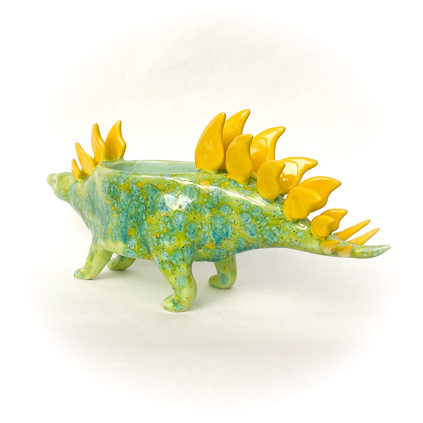 Lime Green Stegosaurus Dinosaur Planter - Dinosaur Succulent Planter