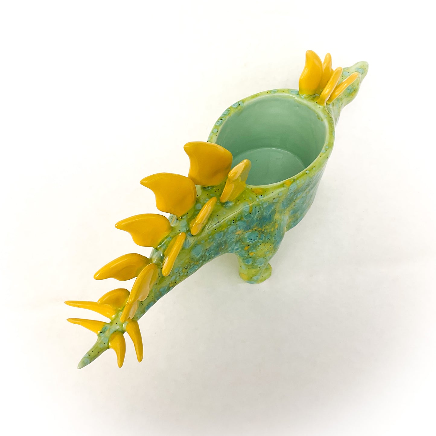 Lime Green Stegosaurus Dinosaur Planter - Dinosaur Succulent Planter