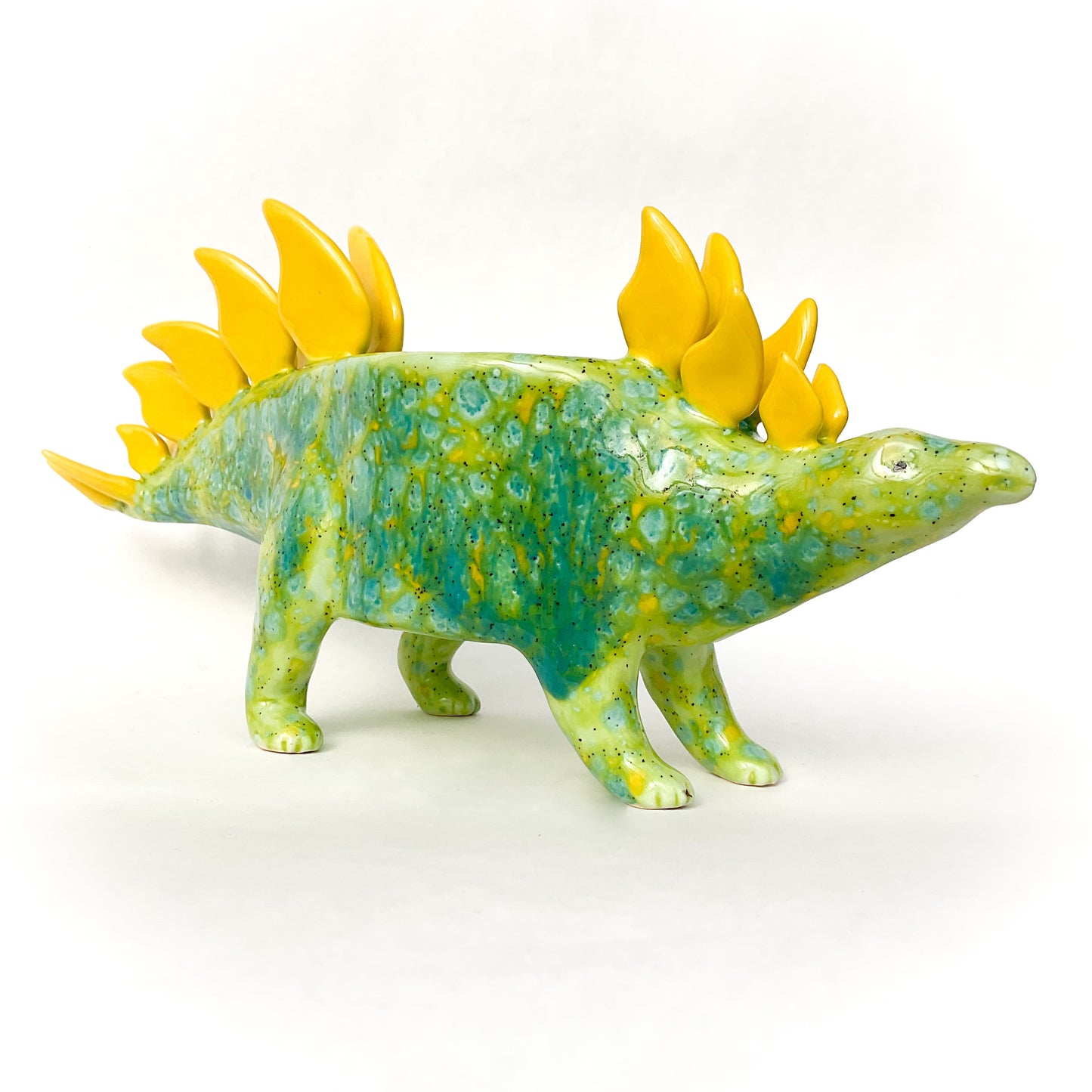 Lime Green Stegosaurus Dinosaur Planter - Dinosaur Succulent Planter