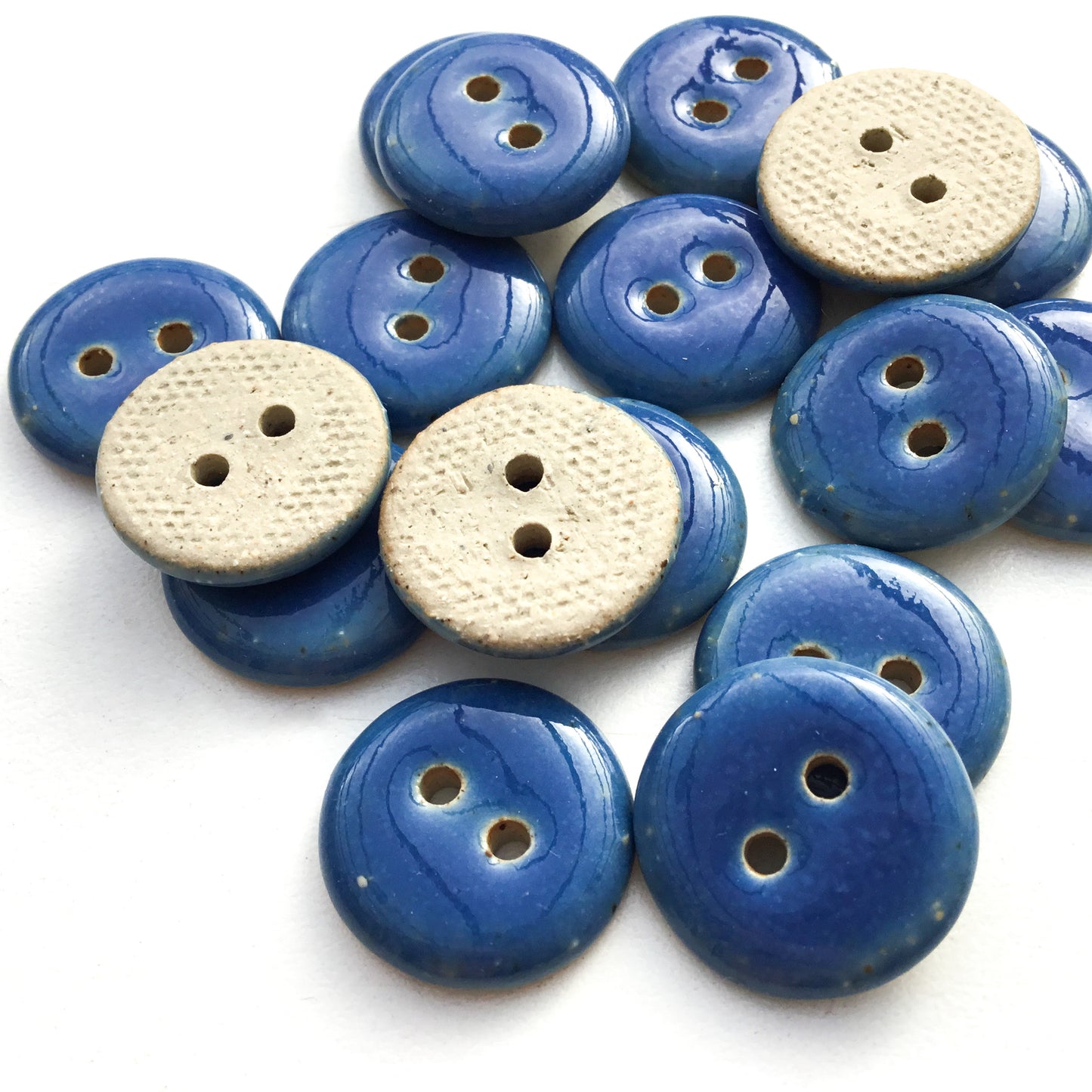 Royal Blue Stoneware Button - 3/4"
