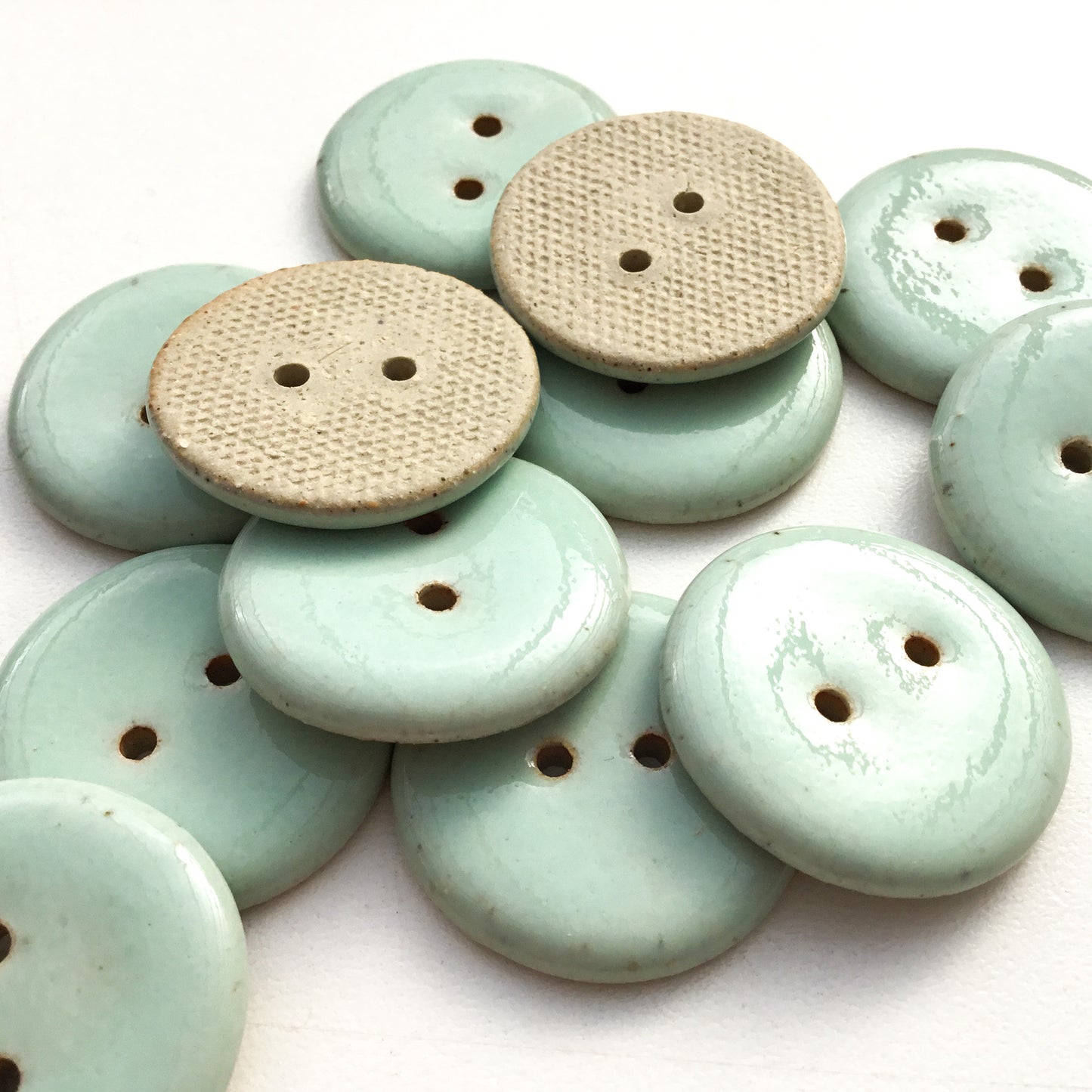 Light Aqua Stoneware Buttons - 1 1/16"
