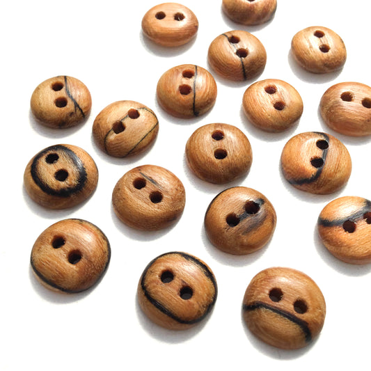 Polished Spalted American Elm Wood Buttons - 1/2"