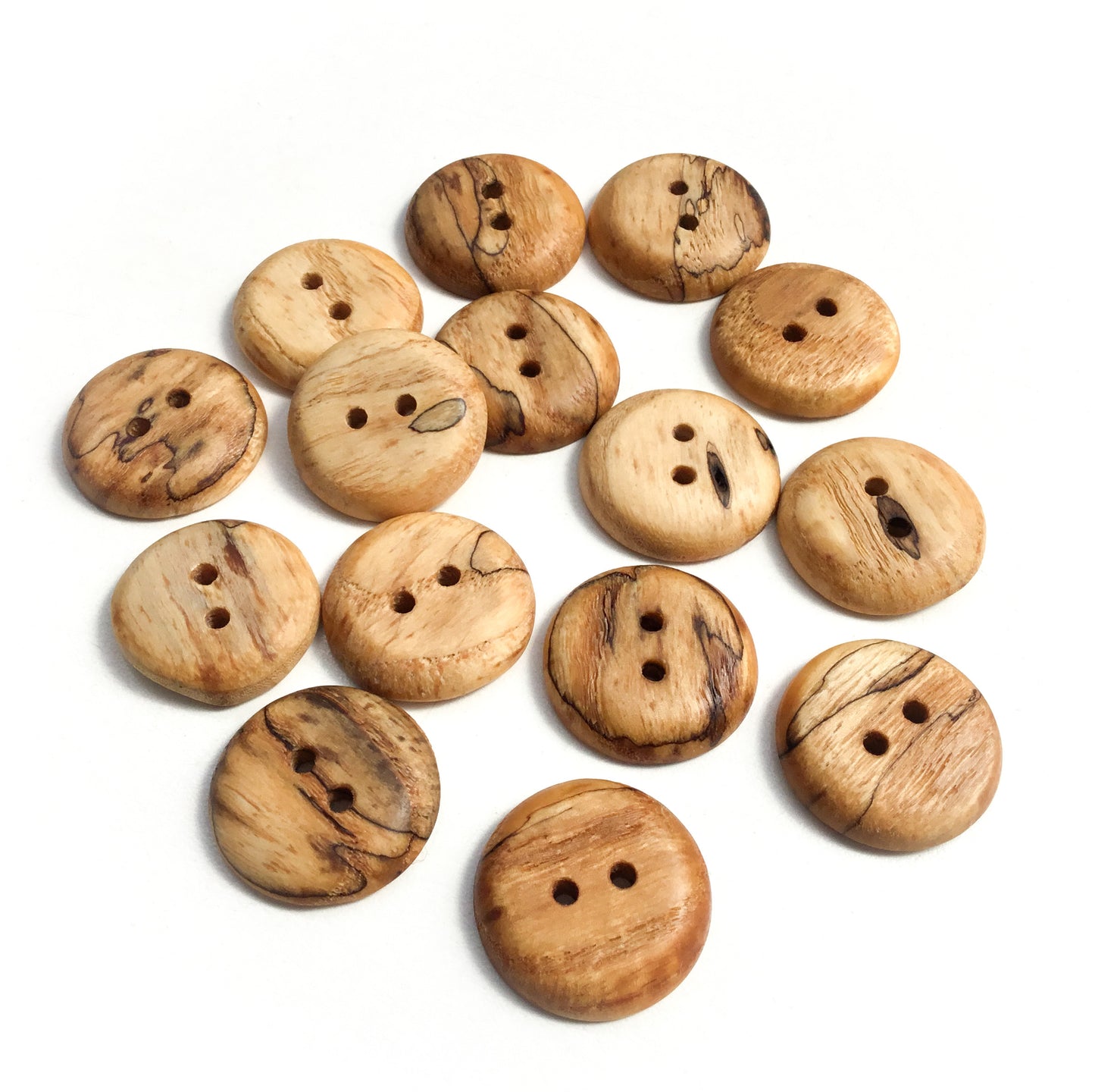 Polished Spalted Ash Wood Buttons - 1"