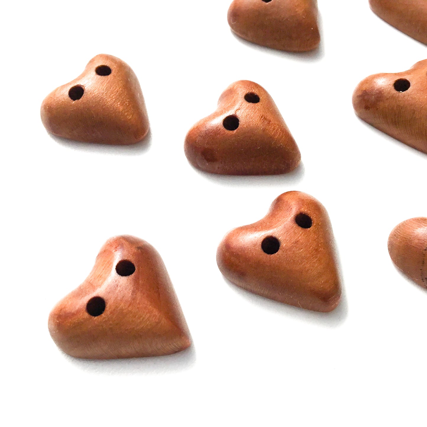 Cherry Wood Heart Buttons - 13/16" x 7/8"