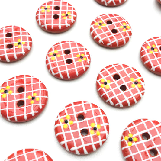 Decorative Red Trellis Buttons - 3/4"