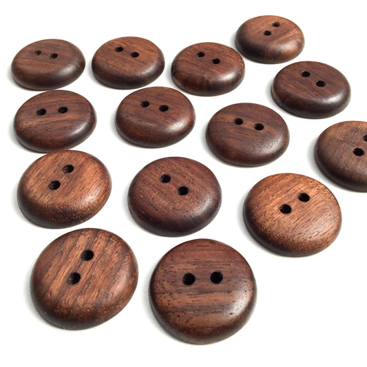 Polished Black Walnut Wood Buttons - 1"