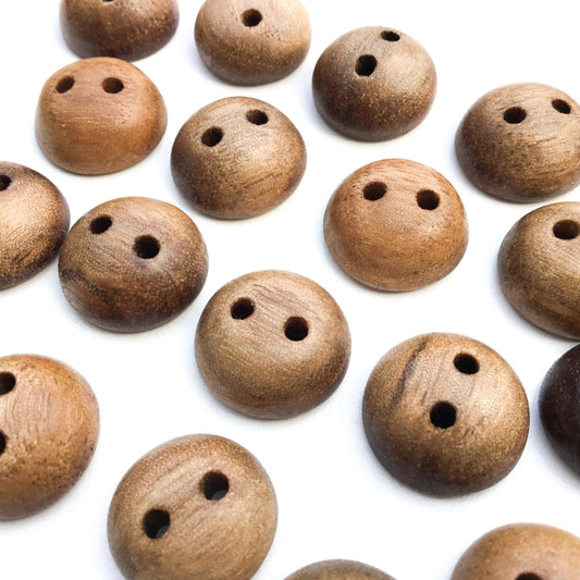 Grayed Black Walnut Wood Buttons - 3/4" Pillowed - 5/16" thick
