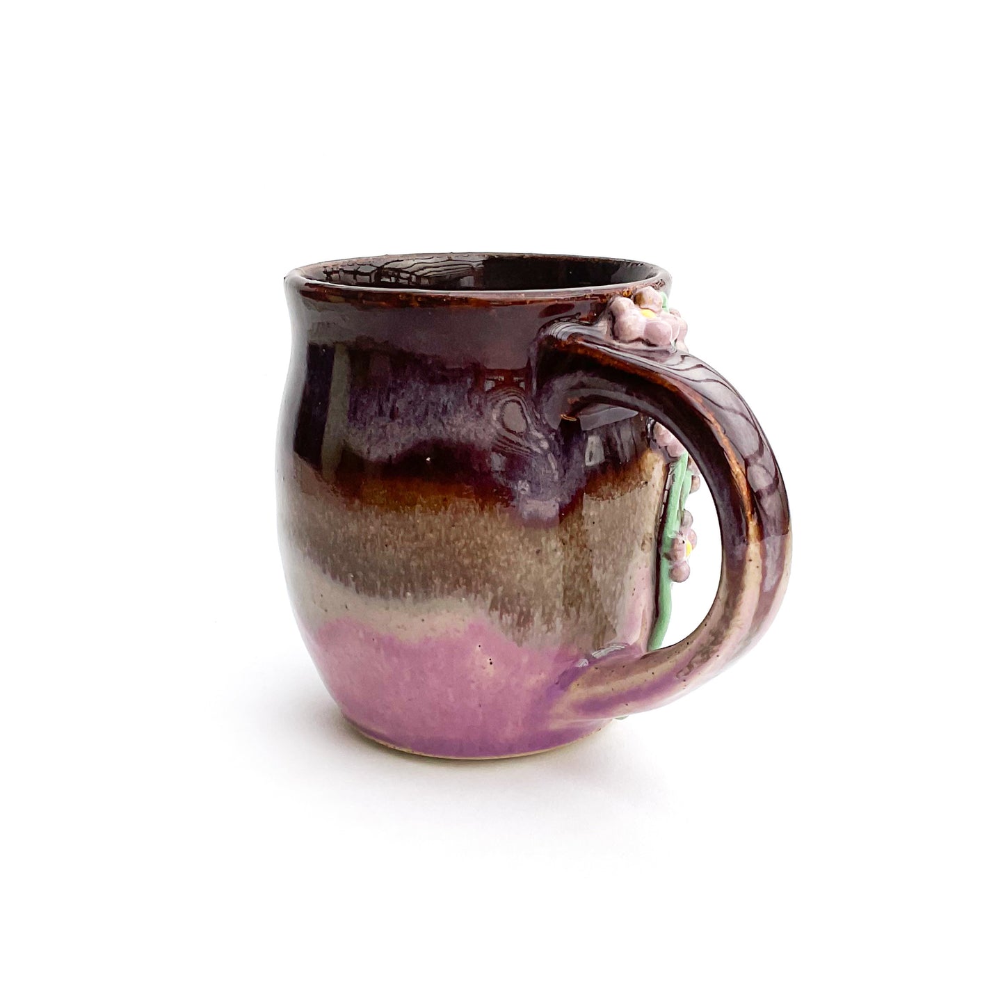 Trailing Flower Hand Sculpted Stoneware Mug 10 oz