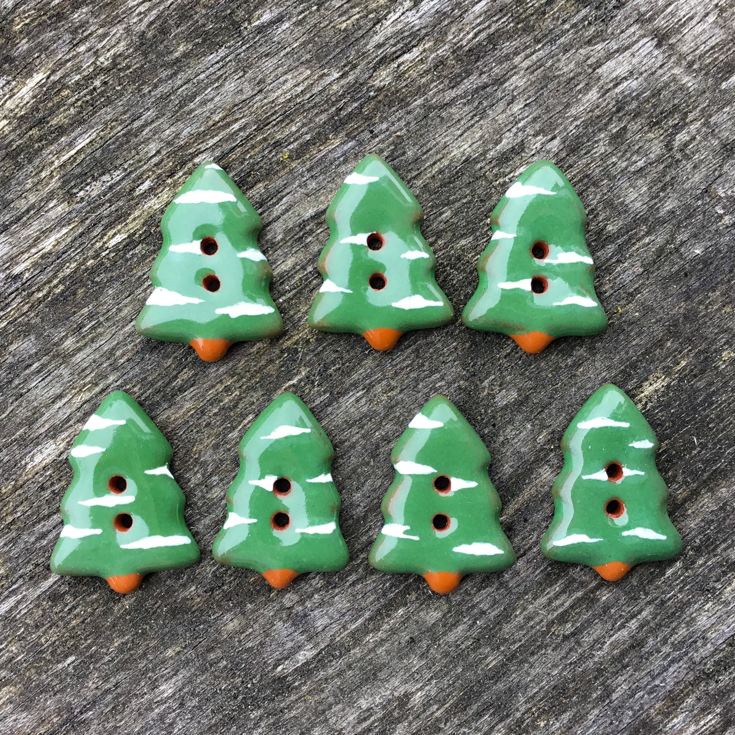 'Snowy Pines' Earthenware Button 5/8" x 7/8”