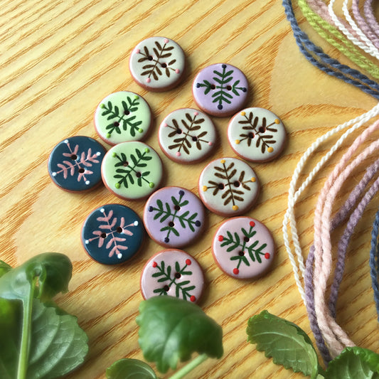 ‘Bud & Vine’ Ceramic Button  7/8"