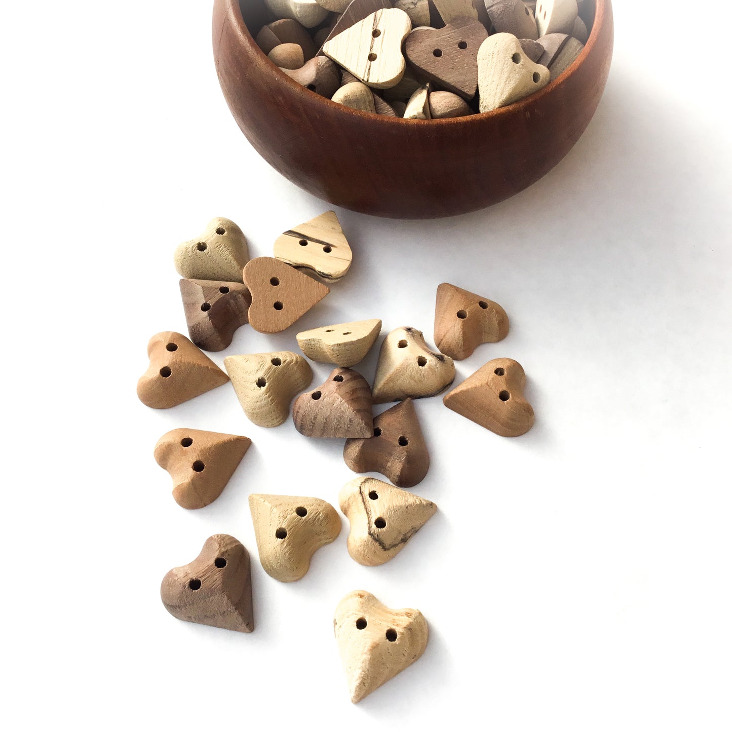 Unfinished Mixed Wooden Heart Buttons - 13/16" x 7/8"