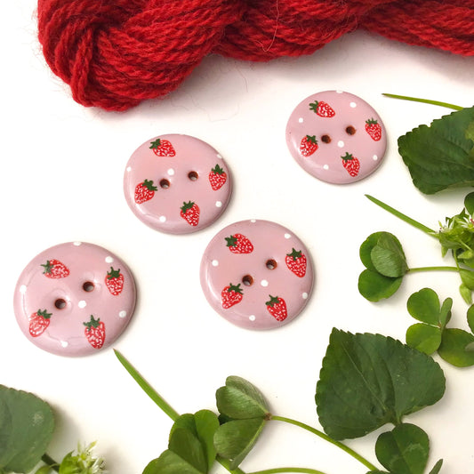 'Strawberry Shake' Ceramic Button  1-1/16"