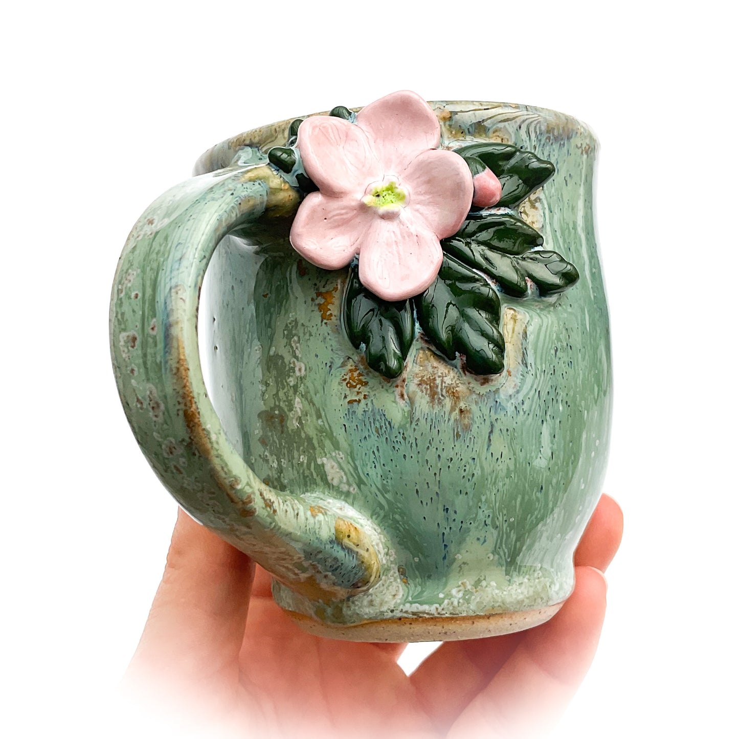 Wild Geranium Hand Sculpted Stoneware Mug 9 oz