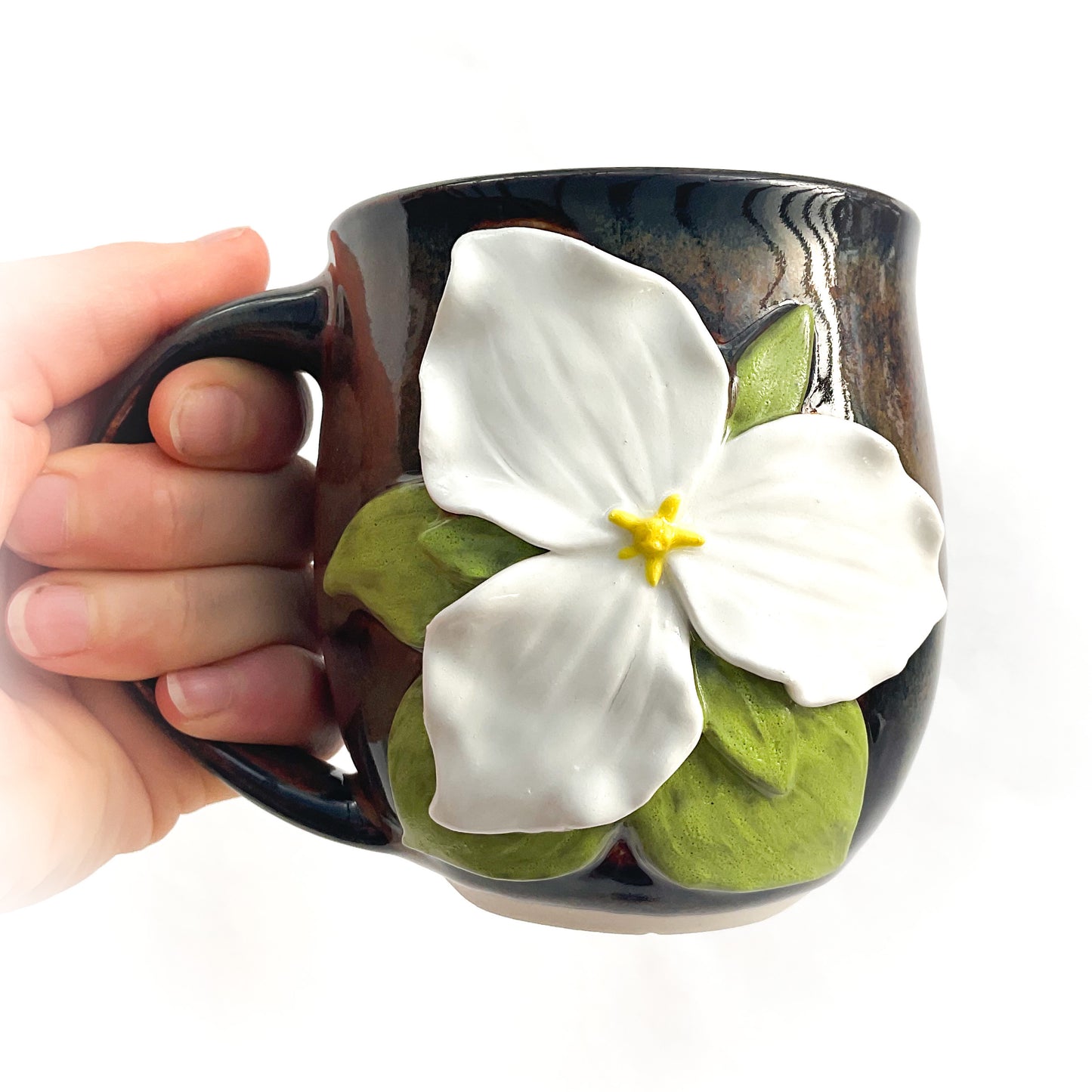 *Discounted* Trillium Hand Sculpted Porcelain Mug   12 oz