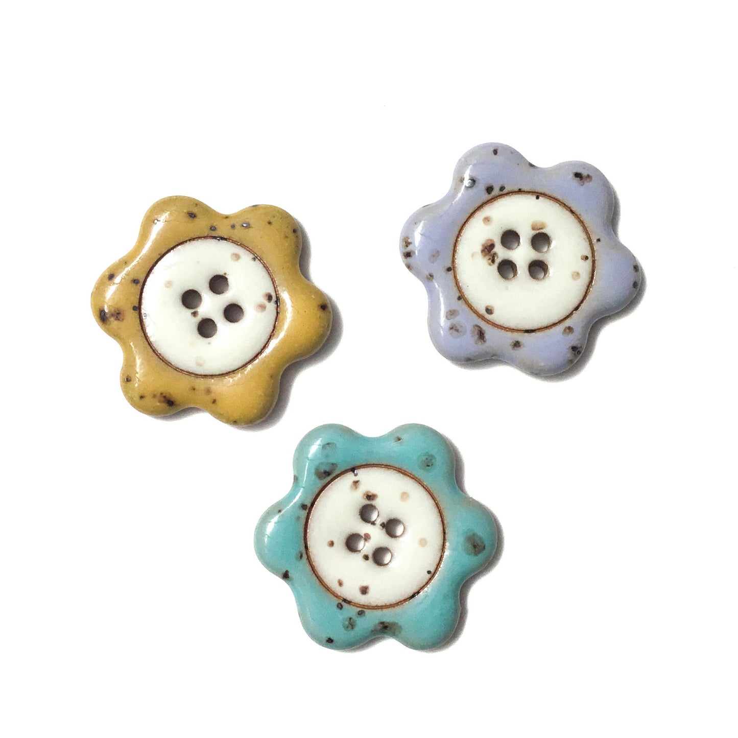 ‘Floral Darlings' Stoneware Button  1-1/8"