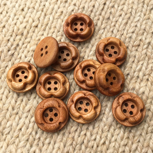‘Forest Flowers’ Cherry Wood Buttons  3/4”