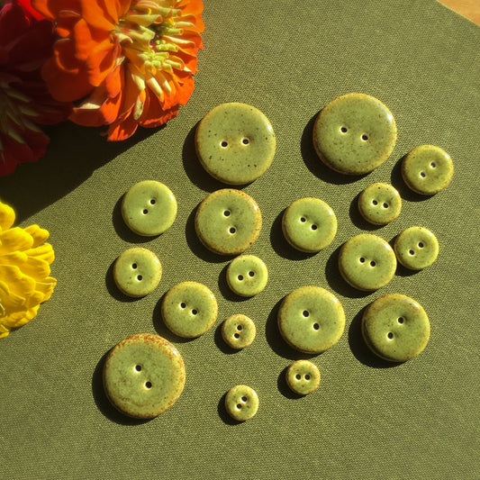 Speckled Olive Porcelain Buttons