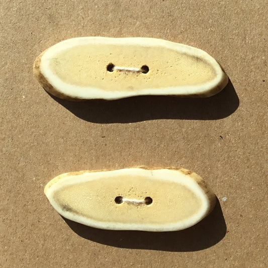 Polished Deer Antler Shed Buttons  2-1/2" x 3/4"  2-Pack
