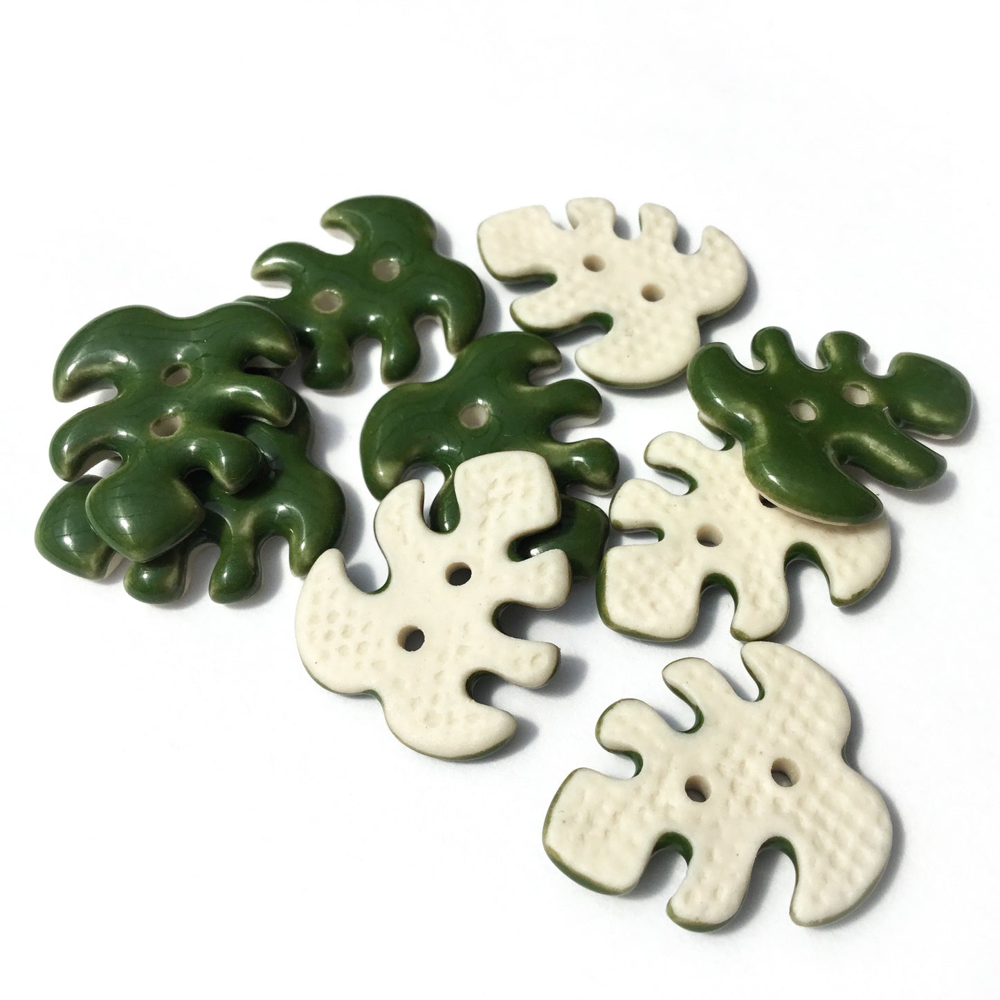 Monstera Leaf Porcelain Buttons  7/8" x 3/4"