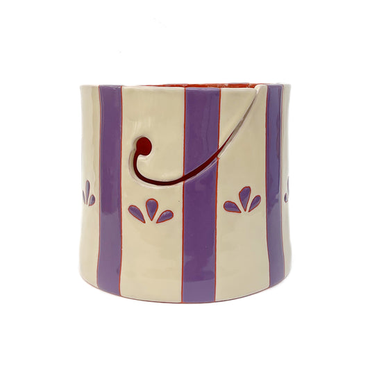 Purple Leaflet Yarn Bowl - Ceramic Yarn Bowl