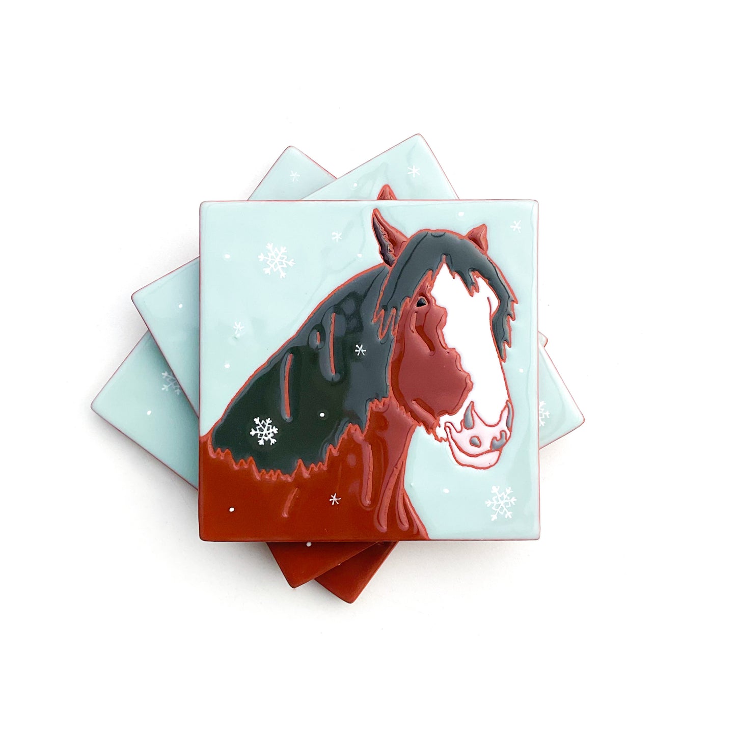 Clydesdale in Snowfall Coaster / Horse Trivet