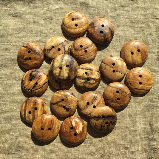 Polished Spalted Ash Wood Buttons 1"