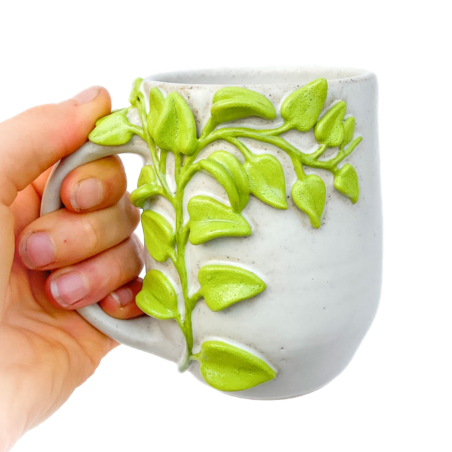 Pothos Hand Sculpted Stoneware Mug 12 oz