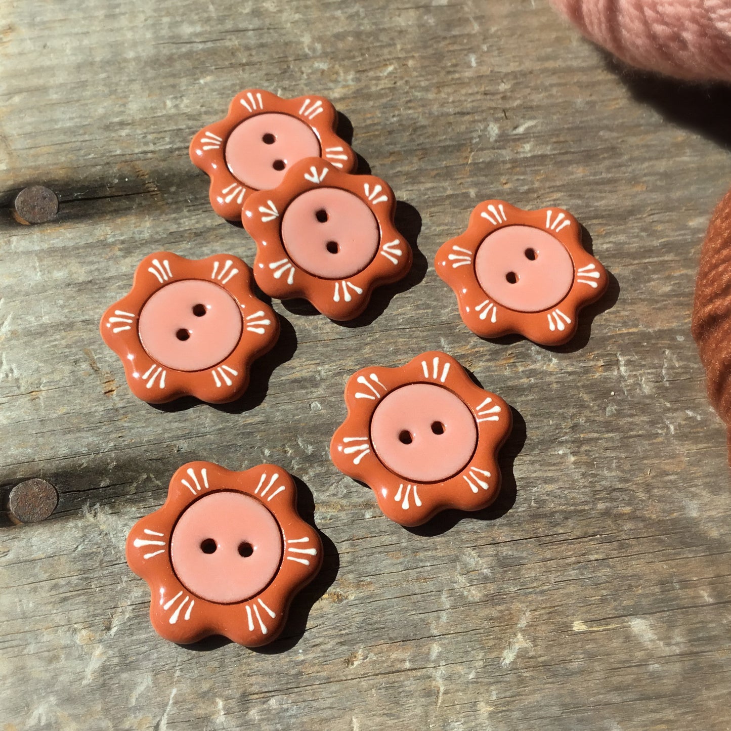 'Floral Darlings' Country Coral Button  1-1/8"