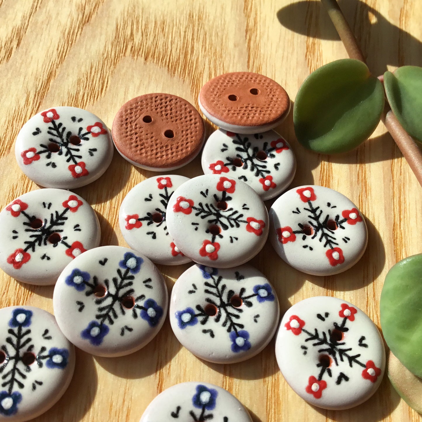 ‘Nordic Garden’ Ceramic Button  3/4"