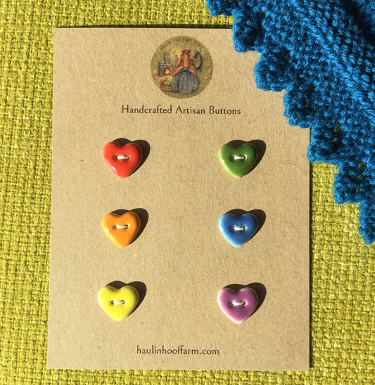 Rainbow Heart Porcelain Button 6-Pack