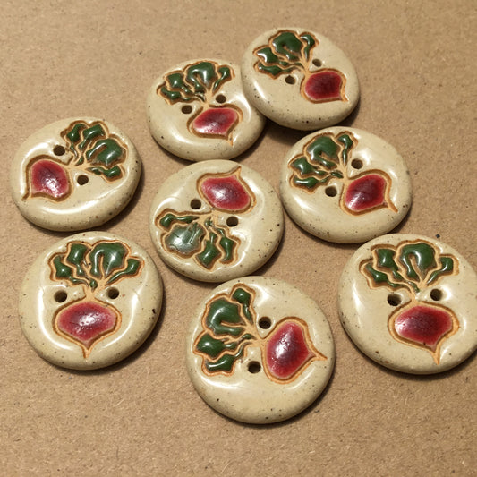 Natural Garden Beet Stoneware Button  7/8
