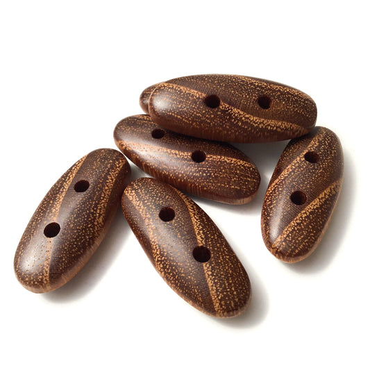 Polished Black Locust Toggle Buttons 5/8" x 1-7/16"  6-Pack