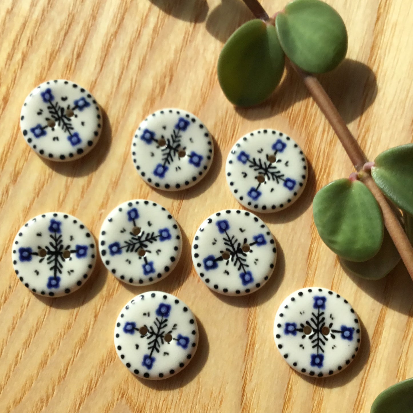 ‘Nordic Garden’ Porcelain Button  7/8”