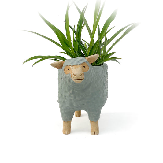 Stoneware Sheep Pot - Ceramic Sheep Planter