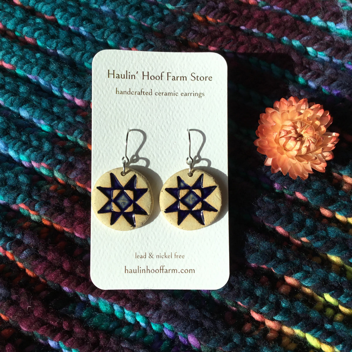 Rustic Ohio Star Stoneware Earrings