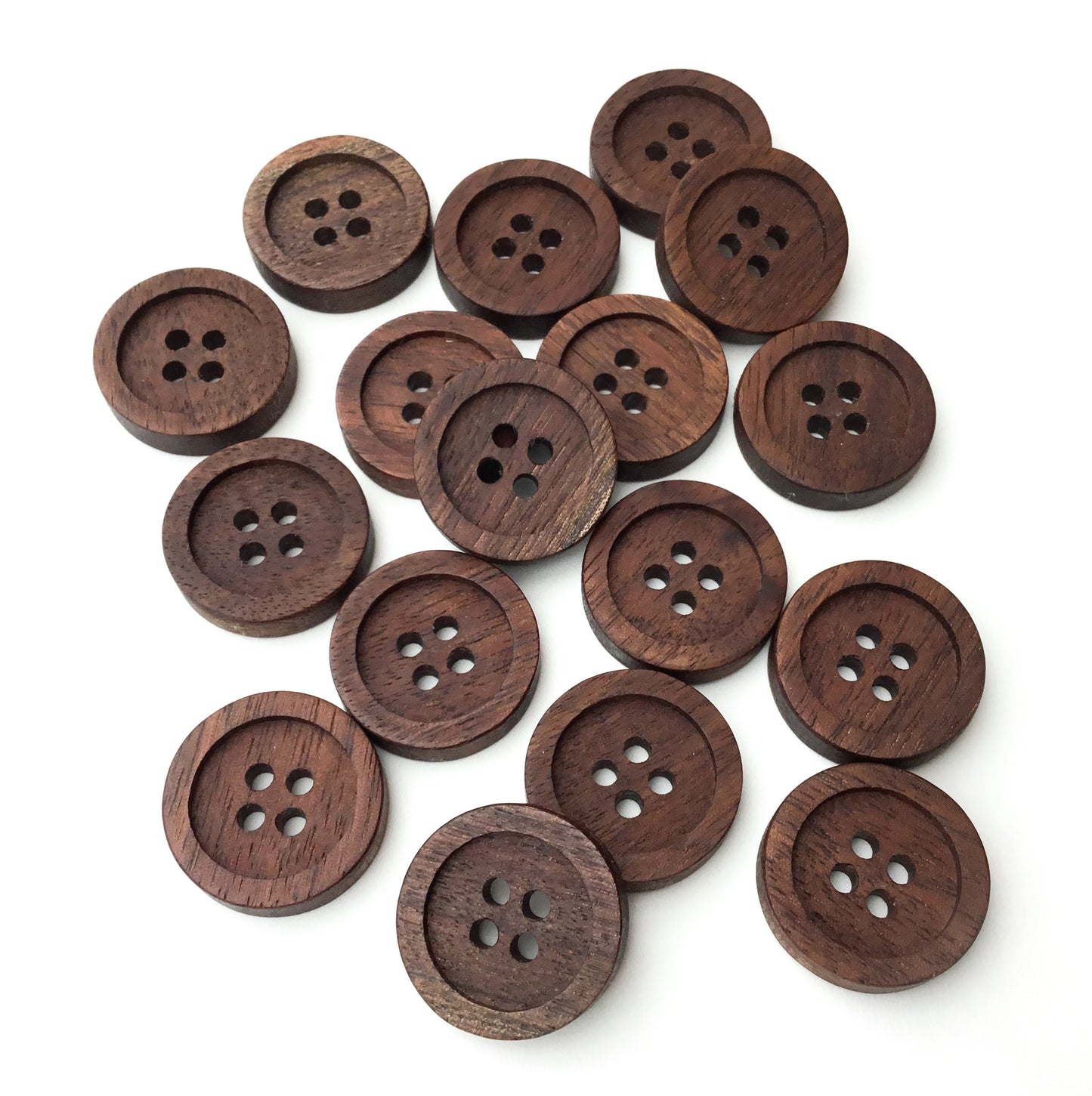 Four Hole Inset Button - Black Walnut Wood  1"