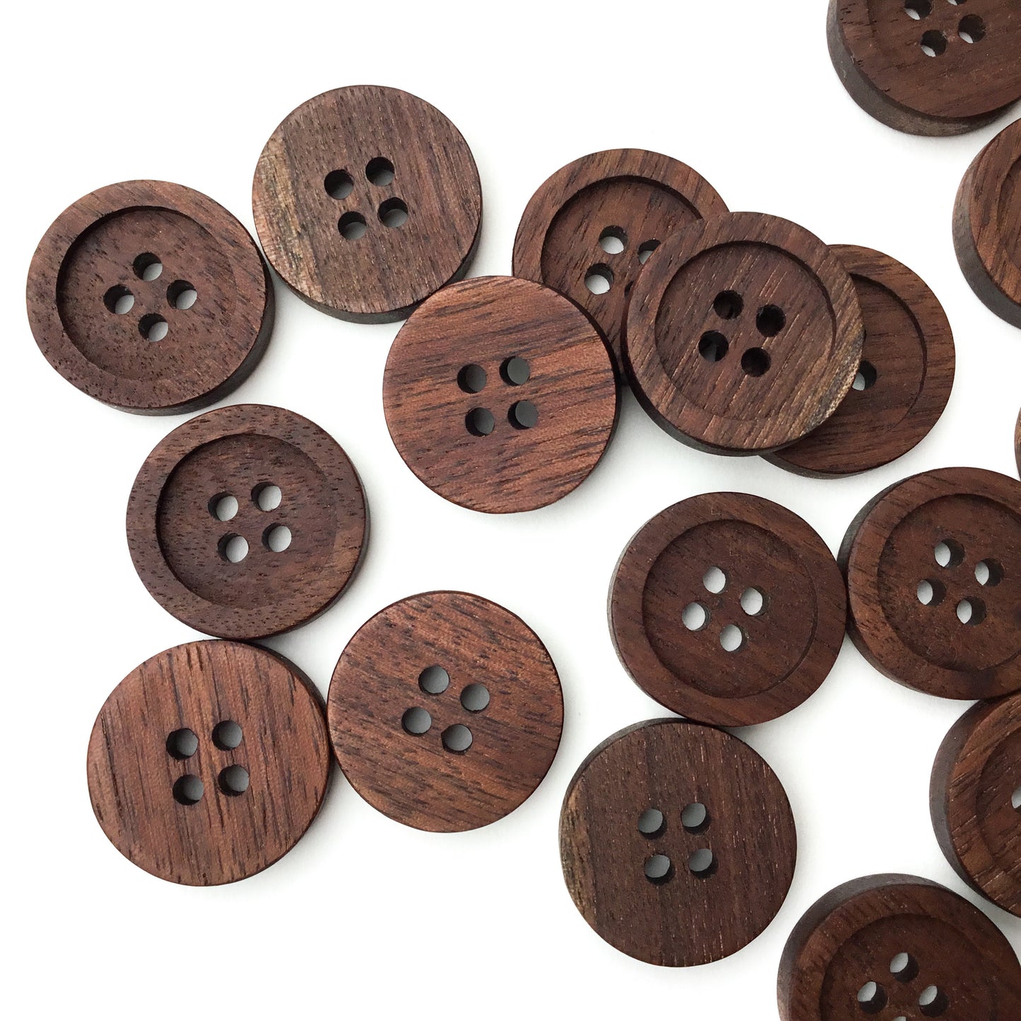 Four Hole Inset Button - Black Walnut Wood  1"