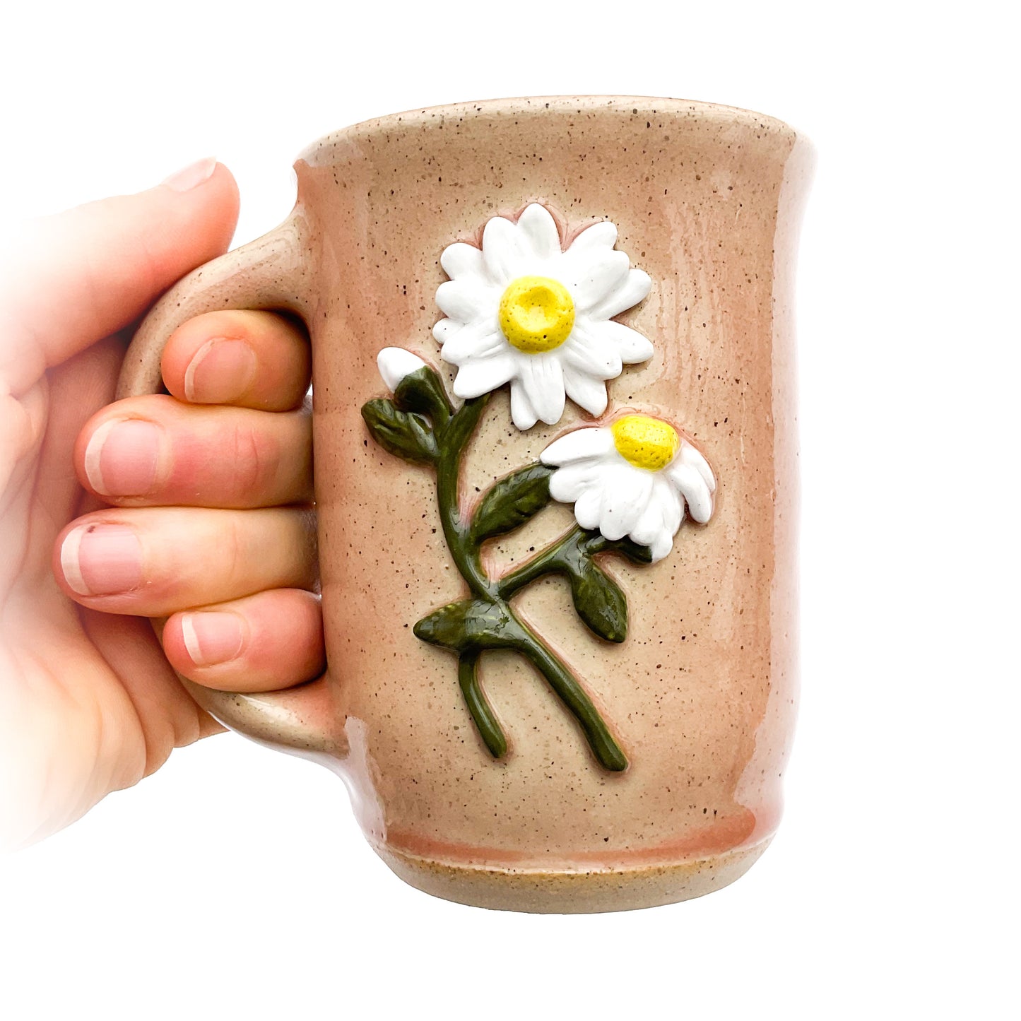 Daisy Hand Sculpted Stoneware Mug 10 oz