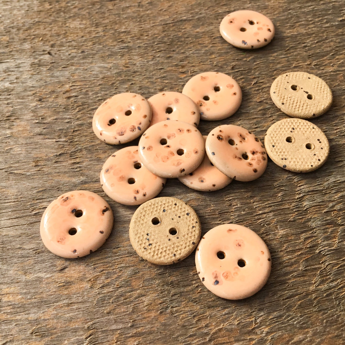 Peach Fleck Stoneware Buttons - 3/4"