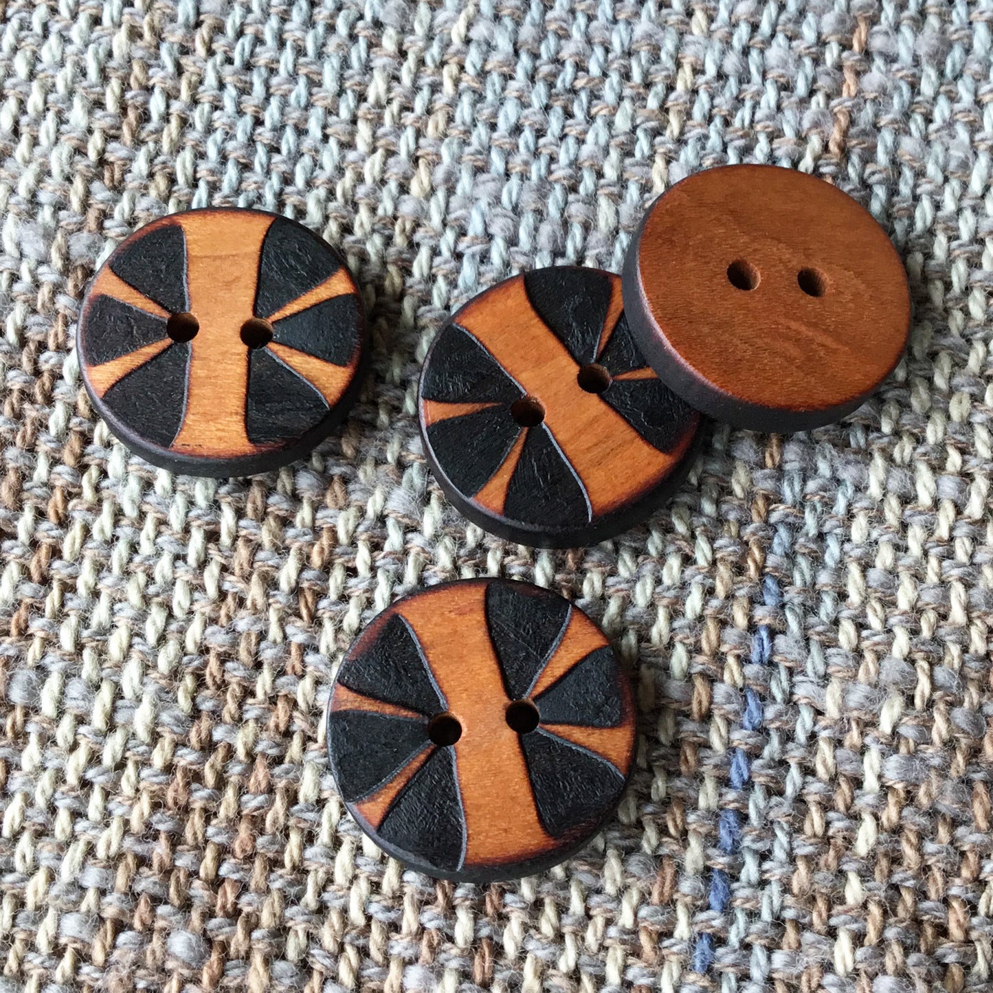 'Split Flower' Wood Burned Buttons  7/8”