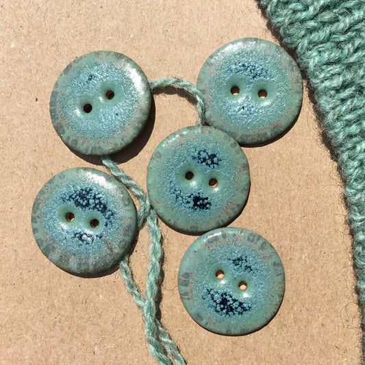 Blue Stone Stoneware Button  1-1/16"